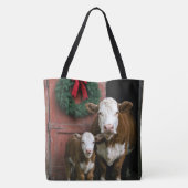 Tote Bag Christmas Hereford Cow and Calf (Dos)