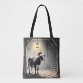 Tote Bag Christmas Hereford Cow In Barn Doorway (Devant)