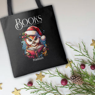 Tote Bag Christmas Owl Livres Nourriture Pour L'Esprit Nom