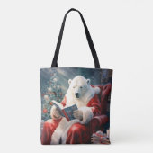 Tote Bag Christmas Polar Bear reading (Dos)