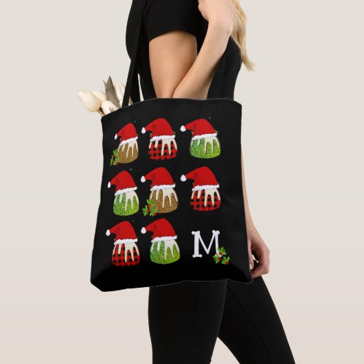 Tote Bag Christmas Pudding Santa Hats (De près)