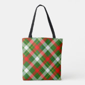 Tote Bag Christmas Red Green White Flannel Plaid Design  (Dos)