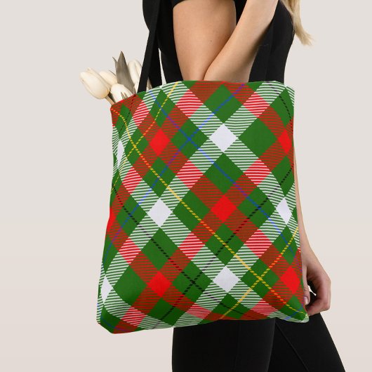 Tote Bag Christmas Red Green White Flannel Plaid Design 