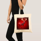 Tote Bag Christmas Red Reindeer Snowflakes Winter Holidays (Devant (produit))