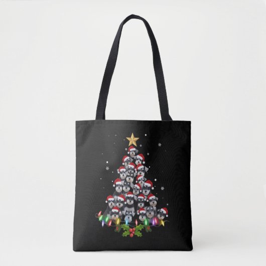 Tote Bag Christmas Schnauzer Dog Tree Xmas Pet Animal (Devant)