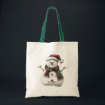 Tote Bag Christmas Snowman<br><div class="desc">Snowman de Noël avec foulard et casquette</div>