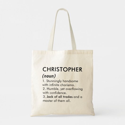 Tote Bag Christopher name, Editable name, Custom name (Dos)
