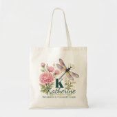 Tote Bag Chrysanthème et libellule, fleurs de naissance de (Devant)
