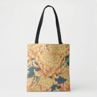 Tote Bag Chrysanthèmes japonais : motif floral jaune.
