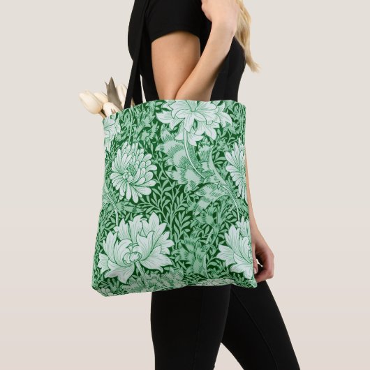 Tote Bag Chrysanthemum Green, William Morris (De près)