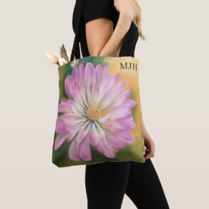 Tote Bag Chrysanthemum Pink and Cream Pastel Floral