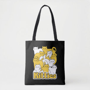 Tote Bag Chubby Kitties Design - Cat Art adorable
