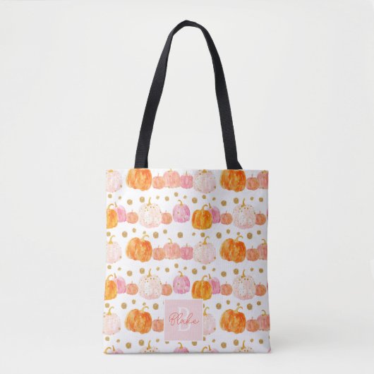 Tote Bag Chute de Citrouille d'aquarelle personnalisée (Devant)