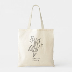 Tote Bag Chute de neige - Janvier fleur du mois de naissanc