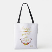 Tote Bag Chute Faux Gold Merci Grateful Blessé Script (Dos)