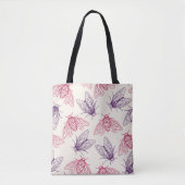 Tote Bag Cicada Botanical Pattern Cream Pink Purple (Devant)