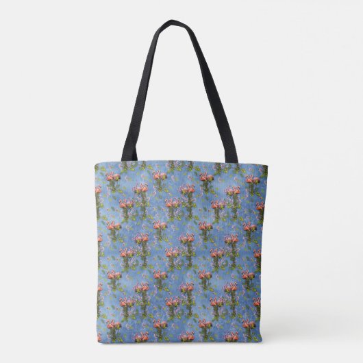 Tote Bag Ciel bleu nuageux et Flamant rose Répéter l'impres (Dos)