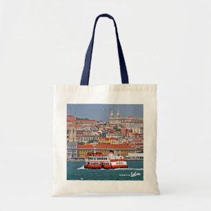Tote Bag Ciel de Lisbonne avec vieux ferry sur le fleuve Ta