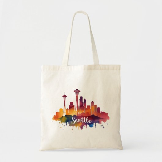 Tote Bag Ciel de Seattle à l'aquarelle (Devant)