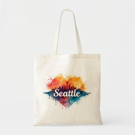Tote Bag Ciel de Seattle à l'aquarelle (Devant)