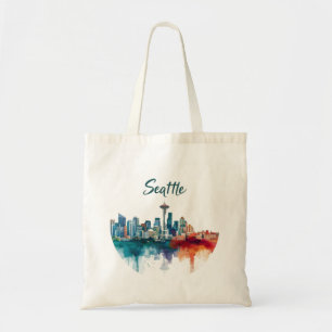 Tote Bag Ciel de Seattle à l'aquarelle