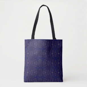 Tote Bag Ciel nocturne de la marine laqué avec étoiles desi