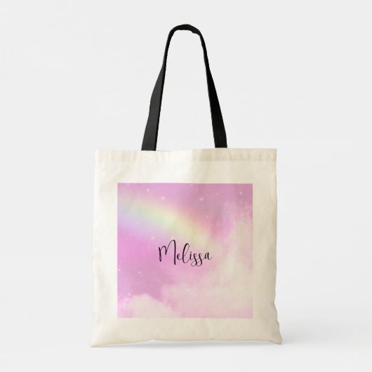Tote Bag Ciel rose pastel avec arc-en-ciel jaune (Dos)