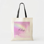Tote Bag Ciel rose pastel avec arc-en-ciel jaune (Devant)