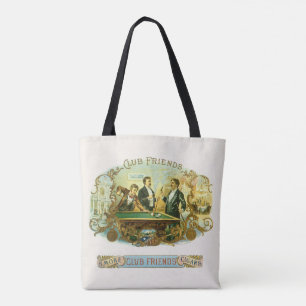 Tote Bag Cigar vintage Étiquette Art, Club Friends Billard
