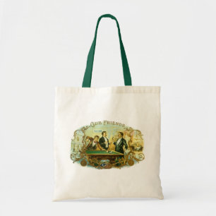 Tote Bag Cigar vintage Étiquette Art, Club Friends Billard