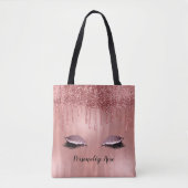 Tote Bag Cils Rose Gold Glitter Pink Drips (Devant)