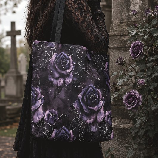 Tote Bag Cimetière de roses pourpre Gothique