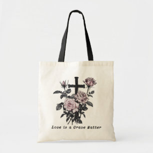 Tote Bag Cimetière occulte gothique Roses et traverser