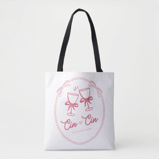 Tote Bag Cin Cin à la mariée Design | Champagne perlé (Devant)