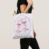 Tote Bag Cin Cin à la mariée Design | Champagne perlé (De près)