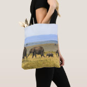 TOTE BAG CINQ ÉLÉPHANTS EN GRAS BROWN (De près)