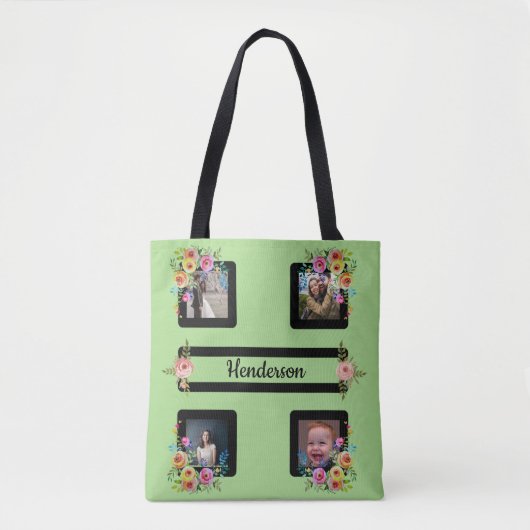 Tote Bag Cinq Fleurs de Frame sur la chaux (Devant)