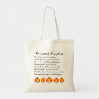 Tote Bag Cinq petits poèmes d'Halloween Citrouille