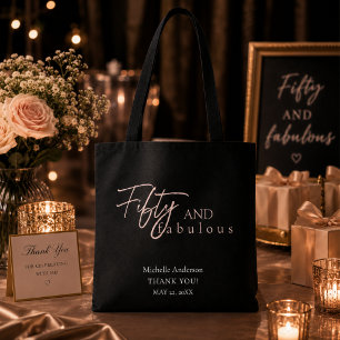 Tote Bag Cinquante Élégant et Cadeau de Naissance Noir Fabu
