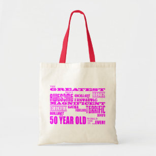 Tote Bag Cinquantième rose d'anniversaires de filles : Plus