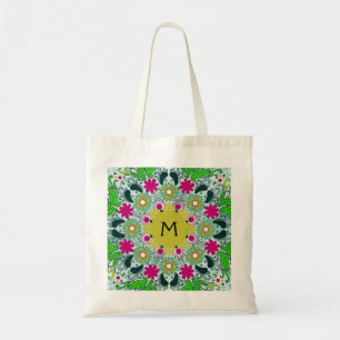 Tote Bag Circle Coloré Flore Rétro