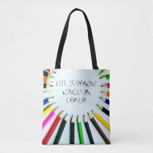 Tote Bag Circle colorful pencils / crayons + your ideas