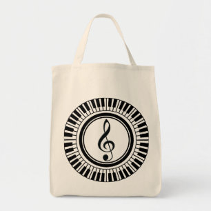Tote Bag Circle Piano Keys and Treble Clef