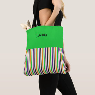 Tote Bag Cirque victorien Coloré Rayures verticales Nom