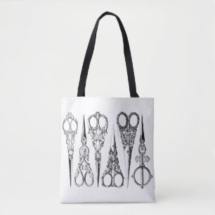 Tote Bag ciseaux de coiffeur victorien élégant