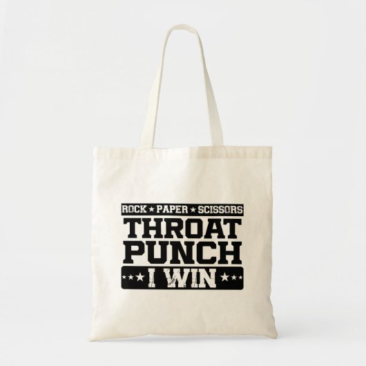 Tote Bag Ciseaux de papier rock Throat Punch I Win, Drôle (Devant)