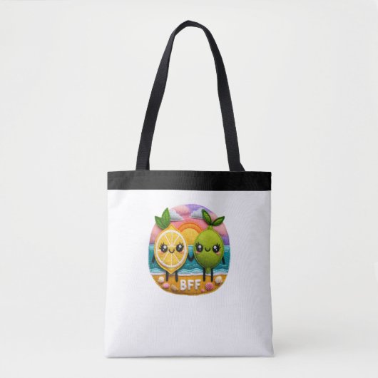 Tote Bag Citation BFF mignonne Caractères citron et chaux C (Devant)