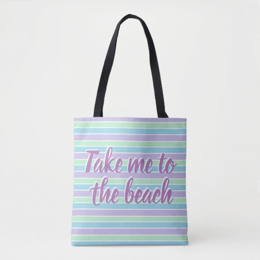 Tote Bag Citation bleue et pourpre en pastel de plage de (Devant)
