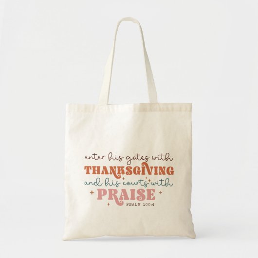 Tote Bag Citation chrétienne de Thanksgiving (Devant)