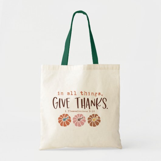 Tote Bag Citation chrétienne de Thanksgiving (Devant)